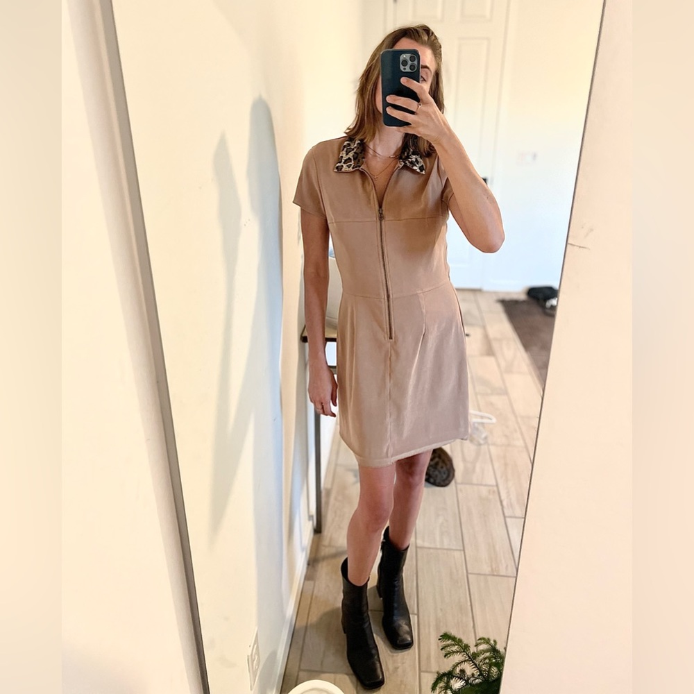 Vintage beige and leopard print dress